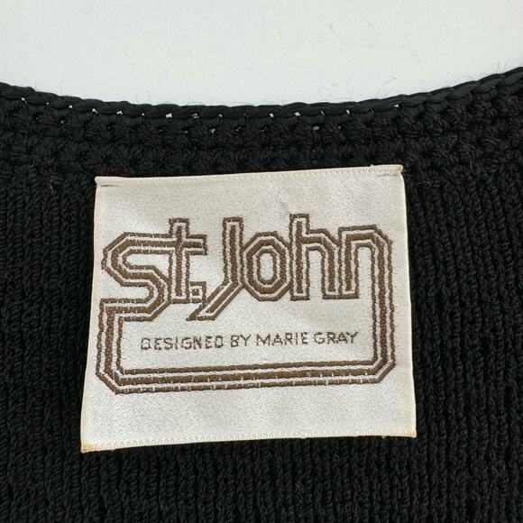 St. John Vintage Santana Knit SET Blazer and Skirt Suit Black | Fits like M - Picture 14 of 15